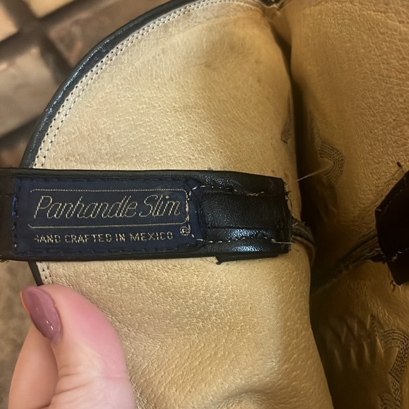 Panhandle‎ Slim Black Leather Men’s Cowboy Boots Size 9 - Picture 11 of 11